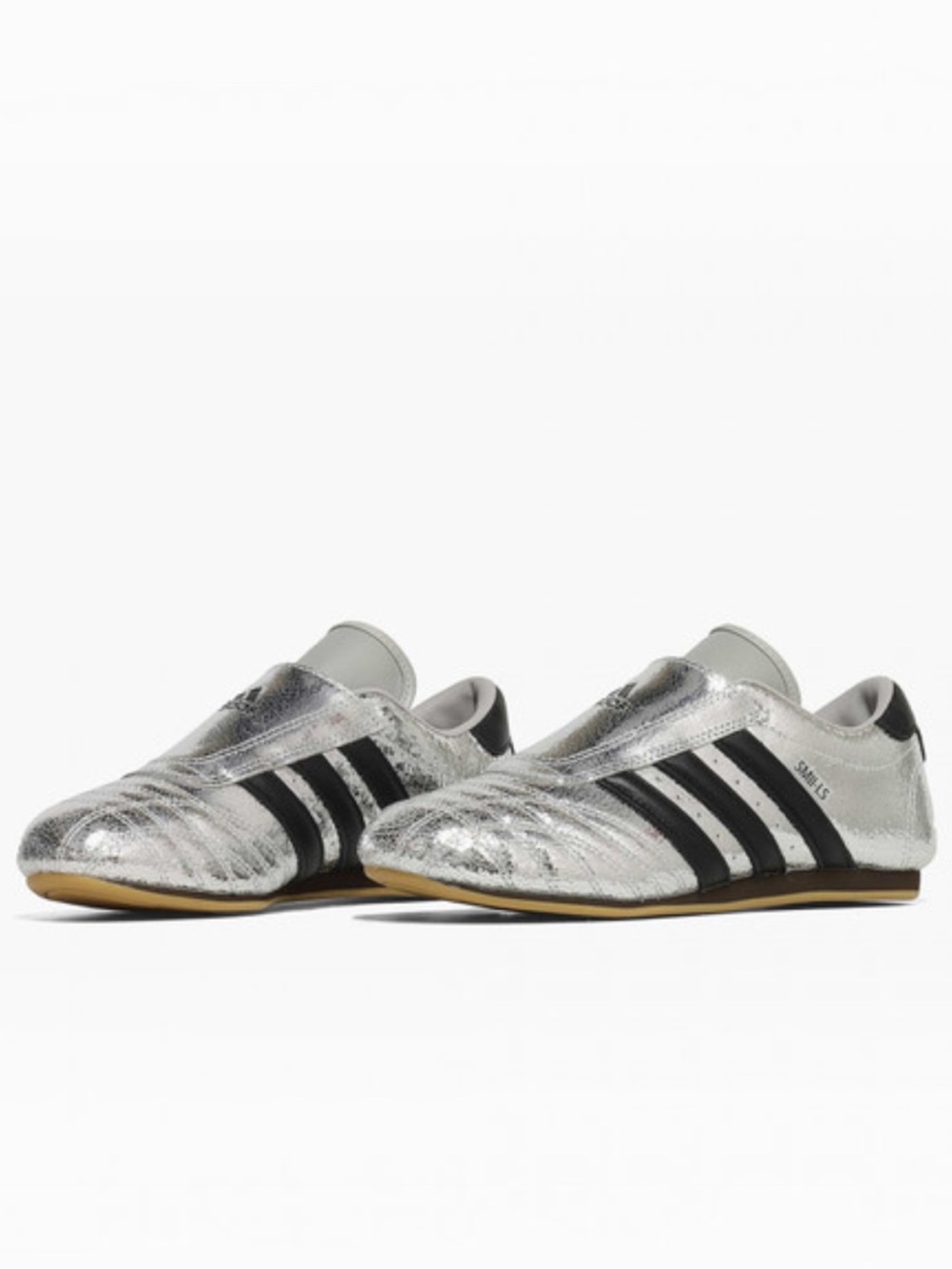 NEW Adidas Taekwondo Women's Sz US 10 Silver Metallic Black Slip-On Sneaker NWT